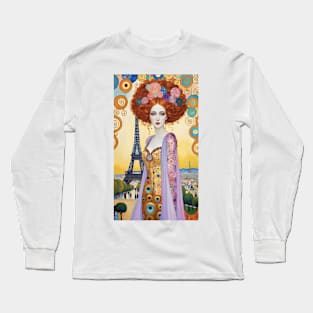 Gustav Klimt's Parisian Symphony: Inspired Eiffel Tower Long Sleeve T-Shirt